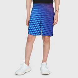 Шорты детские Неоновая клетка текстура, цвет: 3D-принт — фото 2