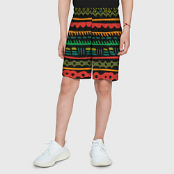 Шорты детские Этнический орнамент на черном, цвет: 3D-принт — фото 2