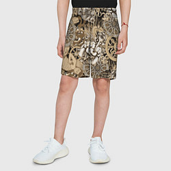 Шорты детские Колесо сансары Будда и Ганеша, цвет: 3D-принт — фото 2