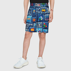 Шорты детские Пиксельные символы на пэчворк, цвет: 3D-принт — фото 2