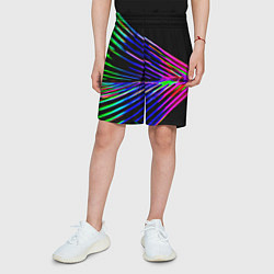 Шорты детские Неоновый лучи текстура, цвет: 3D-принт — фото 2