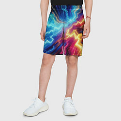 Шорты детские Разряд неоновых молний - нейроарт, цвет: 3D-принт — фото 2