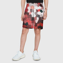 Шорты детские Красно белая мозаика, цвет: 3D-принт — фото 2