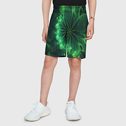 Шорты детские Оптический зелёный фрактал, цвет: 3D-принт — фото 2