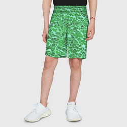 Шорты детские Зелёные плитки на салатовом фоне, цвет: 3D-принт — фото 2