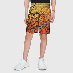 Шорты детские Чёрные волокна и жёлтый градиент абстракция, цвет: 3D-принт — фото 2