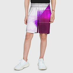 Шорты детские Горизонтальные полосы на розово-белом фоне, цвет: 3D-принт — фото 2