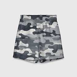 Шорты детские Камуфляж армейский серый, цвет: 3D-принт