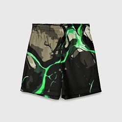 Шорты детские Зелёный разлом в камне, цвет: 3D-принт