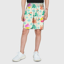 Шорты детские Зимний новогодний узор, цвет: 3D-принт — фото 2