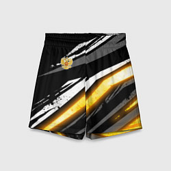 Шорты детские Герб России - Жёлтое свечение, цвет: 3D-принт
