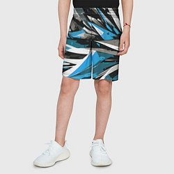 Шорты детские Чёрно-сине-белая абстракция, цвет: 3D-принт — фото 2