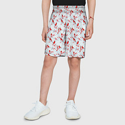 Шорты детские Красны кардиналы и ягоды рябины, цвет: 3D-принт — фото 2