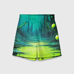 Шорты детские Зелёная кислотная абстракция, цвет: 3D-принт