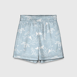Шорты детские Зимний мотив с птицами, цвет: 3D-принт