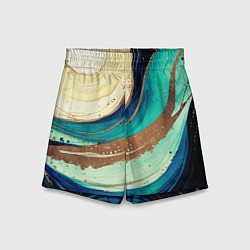 Шорты детские Смешение золота и бирюзовых красок, цвет: 3D-принт