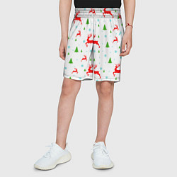 Шорты детские Новогодние олени с ёлками, цвет: 3D-принт — фото 2