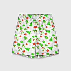 Шорты детские Новогодний ёлочный паттерн, цвет: 3D-принт