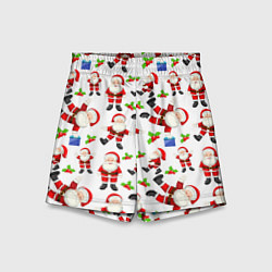 Шорты детские Дед мороз веселится паттерн, цвет: 3D-принт
