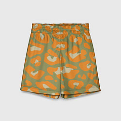 Шорты детские Рыже-зеленый леопардовый, цвет: 3D-принт