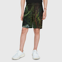 Шорты детские Объемные растения в лесу, цвет: 3D-принт — фото 2
