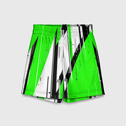 Детские шорты Black and white vertical stripes on a green backgr