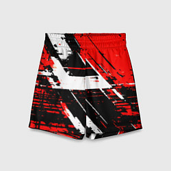 Шорты детские Diagonal black and white stripes on a red backgrou, цвет: 3D-принт