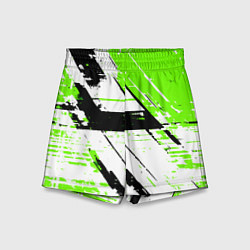 Шорты детские Diagonal black and green stripes on a white backgr, цвет: 3D-принт