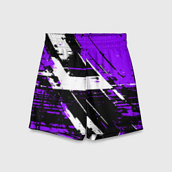 Детские шорты Diagonal black and white stripes on a purple backg