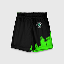 Шорты детские Skoda краски зеленые, цвет: 3D-принт