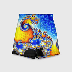 Шорты детские Фрактальный узор текстура синий, цвет: 3D-принт