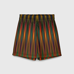 Шорты детские Красно-зелёный полосатый, цвет: 3D-принт