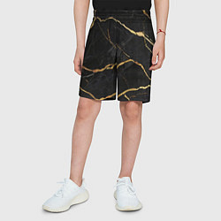 Шорты детские Черный мрамор с золотыми прожилками, цвет: 3D-принт — фото 2