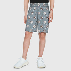 Шорты детские Футбольные мячи и звезды на голубом, цвет: 3D-принт — фото 2