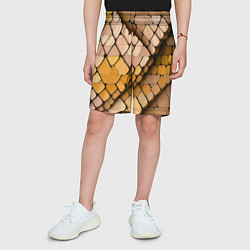 Шорты детские Жёлтые рельефные плитки, цвет: 3D-принт — фото 2