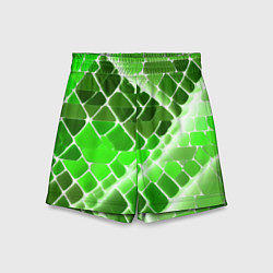 Шорты детские Зелёные рельефные плитки и белое свечение, цвет: 3D-принт
