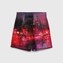 Шорты детские Огни города мастихином - нейросеть, цвет: 3D-принт