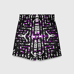 Шорты детские Чёрно-фиолетовые диагональные полосы на белом фоне, цвет: 3D-принт