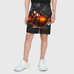 Шорты детские Красные стекла и черные камни - текстура, цвет: 3D-принт — фото 2