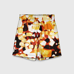 Шорты детские Жёлто-белая абстракция на чёрном фоне, цвет: 3D-принт