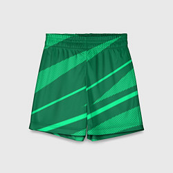 Шорты детские Зелёный абстракция с полосами, цвет: 3D-принт
