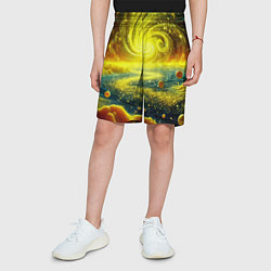 Шорты детские Neon galaxy - ai art fantasy, цвет: 3D-принт — фото 2
