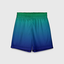 Шорты детские Сине-зелёный градиент в чёрный горошек, цвет: 3D-принт