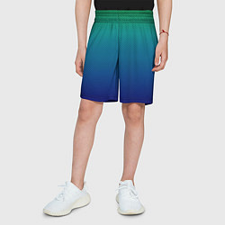 Шорты детские Сине-зелёный градиент в чёрный горошек, цвет: 3D-принт — фото 2