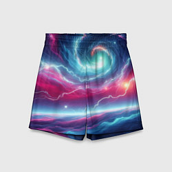 Шорты детские Spiral neon galaxy - ai art fantasy, цвет: 3D-принт