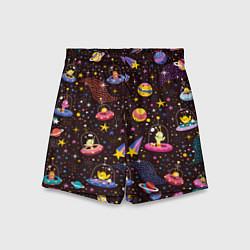Шорты детские Мультяшные космические обитатели, цвет: 3D-принт