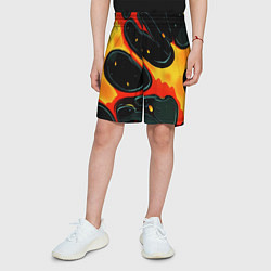 Шорты детские Оранжевые разломы текстура, цвет: 3D-принт — фото 2