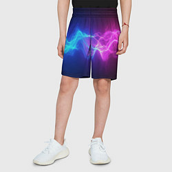 Шорты детские Звуковая волна неоновый узор, цвет: 3D-принт — фото 2