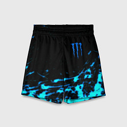 Шорты детские Monster energy голубые краски, цвет: 3D-принт