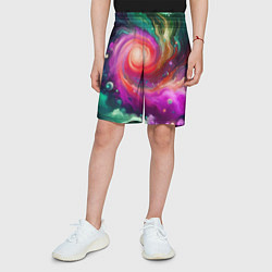 Шорты детские Космическая неоновая фантазия - нейроарт, цвет: 3D-принт — фото 2
